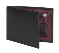 PELPE Portafoglio intelligente in pelle con blocco RFID, nero e bordeaux, con scomparto per monete e scomparti per carte di credito