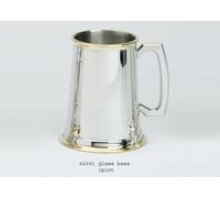 Peltro Boccale 1pt- Tinta Unita Con Ottone Finitura Base IN Vetro - Gratis