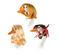 Peluca Para Ganso Decorativo - 3 Piezas Ropa Adorable Para Gansos De Porche | Decoración Exterior Navidad Fiesta Primavera Jardín Patio | Wig For Porch Decorative Outfit For Spring