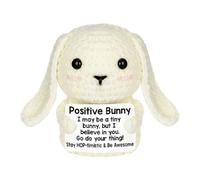 Peluche a forma di coniglietto bianco - 7 x 5 cm grande peluche a forma di uncinetto, regalo per bambole lavorato a maglia, morbido e comodo compagno nella cameretta dei bambini, possibilità di