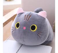Peluche a forma di gatto, morbido peluche (grigio, 50 cm)