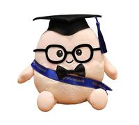 Peluche a forma di uovo di laurea con cappello da dottore, occhiali, morbido peluche per studenti, laureati e liceo per feste, compagno per il periodo dell'esame (blu 2, 15 cm)