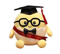 Peluche a forma di uovo di laurea con cappello da dottore, occhiali, morbido peluche per studenti, laureati universitari e liceo per feste, compagno per il periodo dell'esame (rosso1, 15 cm)