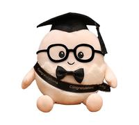 Peluche a forma di uovo di laurea con cappello da dottore, occhiali, morbido peluche per studenti, laureati universitari e liceo per feste, compagno per il periodo dell'esame (Black2, 15 cm)