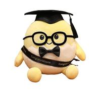 Peluche a forma di uovo di laurea con cappello da dottore, occhiali, morbido peluche per studenti, laureati universitari e liceo per feste, compagno per il periodo degli esami (nero 1, 15 cm)