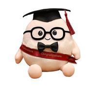 Peluche a forma di uovo di laurea con cappello da dottore, occhiali, morbido peluche per studenti, laureati universitari e liceo per feste, compagno per il periodo dell'esame (rosso 2, 15 cm)