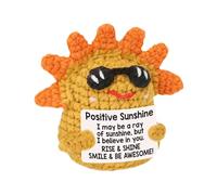 Peluche a maglia Positive Sunshine, supporto emotivo Positive Sunshine,Giocattolo motivazione Sunshine | Giocattolo divertente del sole di motivazione, bambola farcita fatta a mano all'uncinetto per