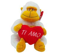 Peluche Assortito Con Sacchetto San Valentino 100 g Cuori Rossi Lindt + 100 g Baci Perugina Classico (Peluche Scimmia Bianca)