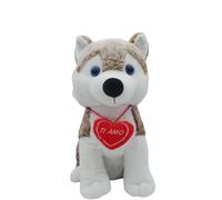Peluche Assortito Con Sacchetto San Valentino 100 g Cuori Rossi Lindt + 100 g Baci Perugina Classico (Peluche Husky Marrone)