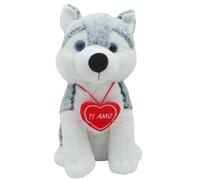 Peluche Assortito Con Sacchetto San Valentino 100 g Cuori Rossi Lindt + 100 g Baci Perugina Classico (Peluche Husky Maxi Grigio)