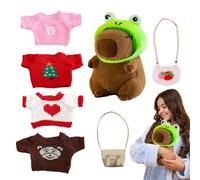 Peluche Capibara con vestiti,Capibara ripieno con vestiti - Bambola di peluche - Simpatici giocattoli di peluche di capibara vestono la bambola dei cartoni animati con il cappello della borsa del magl