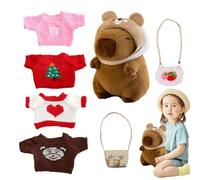 Peluche Capibara con vestiti,Capibara ripieno con vestiti, Morbida bambola che abbraccia animali, Simpatici giocattoli di peluche di capibara vestono la bambola dei cartoni animati con il cappello del