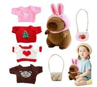 Peluche Capibara con vestiti,Capibara ripieno con vestiti | Peluche che si abbracciano - Simpatici giocattoli di peluche di capibara vestono la bambola dei cartoni animati con il cappello del