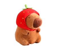 Peluche Capybara,Capibara peluche per bambini, Capibara con Cappello rosso fragola,Peluche regalo Capybara,Peluche Capibara per ragazze e ragazzi (23 cm)