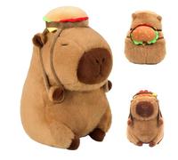 Peluche Capybara,Capibara peluche per bambini, Capibara con Zaino Hamburger, peluche regalo Capybara, peluche Capibara per ragazze e ragazzi (23 cm Ape Capybara)