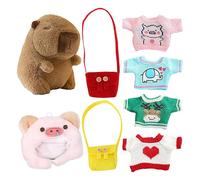 Peluche Capybara Plush - cuscino morbido | Cuscino per animali ripieni da 9,84 pollici | Cute Capybara con vestiti e accessori | Per ragazze, casa, divano, naptime, arredamento della camera da