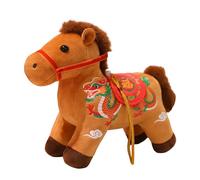Peluche Cavallo - Simpatico giocattolo del Festival di Primavera da regalare alle feste, mascotte di Capodanno da collezione con pendente pendente, animale di peluche zodiaco decorativo per scrivania,