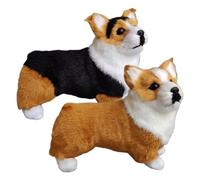 Peluche Corgi - Statua Realistica Del Cane | Animale Di Corgi Realistico, Arredamento Per Interni | Cucciolo Soffice Sdraiato Da 7,87 Pollici, Decorazione Artigianale Per Il Desktop Di Simulazio