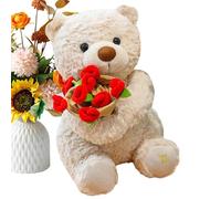 Peluche da 30/38 cm | Douce Et Avec Bouquet De Roses, Jouet EnPeluche Mignon Pour Saint Valentin, Anniversario, Noel, Fêtes, Regalo Pour Femmes, Hommes
