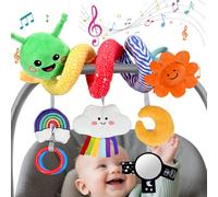 Peluche da appendere per bambini da 0 a 6 a 12 mesi, nuvola con tocco, carillon con 30 suoni attivato, lavabile, sole, arcobaleno, luna, regalo per passeggini/seggiolini auto