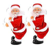 Peluche di Babbo Natale danzante animato - Decorazione natalizia musicale con passi di danza, decorazione da tavolo a batteria per ufficio e casa, regalo divertente per bambini e adulti (2Pcs)
