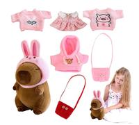 Peluche di capibara, animale di peluche di capibara - 7X Animali di peluche giocattolo | Il Capybara da 9 pollici include 1 cappello da coniglio, 4 panni, 2 borse in tessuto morbido e abbracci