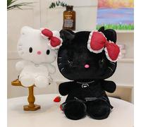 Peluche di Hello Kitty angelo e diavolo di Sanrio, bambola imbottita di KT Cat, decorazione per la casa, regalo di compleanno per ragazze Bianco 30cm,Bianco 40cm,Nero 30cm,Nero 40cmPoliestere