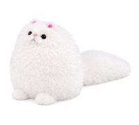 Peluche di un grande gatto con la coda lunga, bianco, 30 x 30 cm.