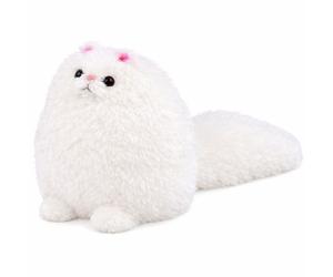 Peluche di un grande gatto con la coda lunga, bianco, 30 x 30 cm.