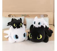 Peluche Dragon Trainer Bianco Nero Giocattolo Regalo Bambini Furia Buia e Bianca