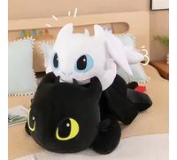 Peluche Dragon Trainer Bianco Nero Giocattolo Regalo Bambini Furia Buia e Bianca
