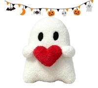 Peluche fantasma bianco, cuscino decorativo 20 cm con cuore, accessorio Hallo