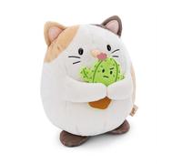 NICI Peluche Gatto Angy 16cm con cactus in scatola regalo 11x12x6,5cm beige - Peluchetto con imbottitura morbida per giochi e coccole, Doudou, perfetto come idea regalo per bambini e adulti - 61147