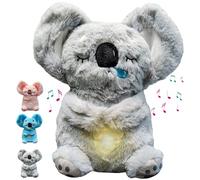 Peluche Koala Che Respira, Giocattolo Animale Imbottito Respirante con Luci Musicali e Movimento Ritmico di Respirazione, Regalo Neonata Maschio Femmina (Grigio)