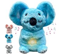 Peluche Koala Che Respira, Giocattolo Animale Imbottito Respirante con Luci Musicali e Movimento Ritmico di Respirazione, Regalo Neonata Maschio Femmina (Blu)