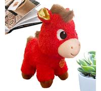 Peluche mascotte cavallo - 17/24/32 Cavallo marrone chiaro, peluche, bambola zodiacale al guinzaglio | Morbido peluche, animale che simboleggia la , il successo, l'ornamento di Capodanno e l'ar