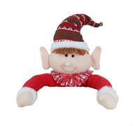 Peluche natalizio per albero di elfo con struttura in metallo a molla e bracci estesi in filo di ferro per esposizione sicura dell'albero di Natale