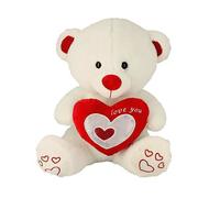 Peluche Orso 45 cm con cuore rosso e argento