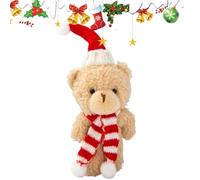 Peluche 'orso di Natale, ornamenti 'orso di Natale, Decorazioni di bianco marrone simpatico cartone animato, Decorazioni per la casa Toppers per torta da 6,3 pollici di ripieni per fornitu