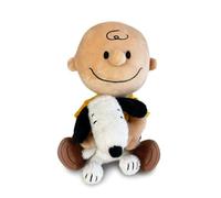 Peluche PEANUTS CHARLIE BROWN e in braccio il cagnolino SNOOPY - da collezione - altezza 15cm - Multicolore