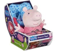 Peluche Peppa Pig Sleepover con Luce nel Cuore e Ninna Nanna, Sacco a Piumino e Maniglia