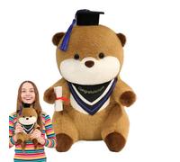 Peluche per laurea | Adorabile cuscino di peluche a forma di ottomana | Animale di peluche realistico con cappello e diploma per la decorazione della stanza San Natale