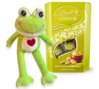 Peluche Regalo San Valentino e Festa della Donna 2025-200gr Cioccolatini al Pistacchio + Ranocchio Peluche 27 cm (PISTACCHIO)