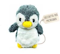 Peluche Riscaldabile al Microonde (23 cm) - Morbido e Caldo, Ideale per Alleviare le Coliche nei Neonati - Pinguino di Peluche da Abbracciare e Dormire - Sacchetto di Semi Estraibile