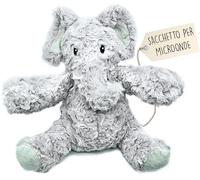 Peluche Riscaldabile al Microonde (23 cm) - Morbido e Caldo, Ideale per Alleviare le Coliche nei Neonati - Elefante di Peluche da Abbracciare e Dormire - Sacchetto di Semi Estraibile