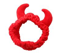 Peluche Rosso Bue Diavolo Corna Fascia Trucco Doccia Lavaggio Viso Sport Fascia per Capelli Femminile Ragazze Divertente Festival Capodanno Festa Bandana Turbante
