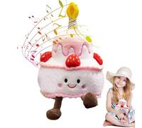 Peluche Torta Musical - Cuscino di compleanno canto, giocattolo di celebrazione soffice, idea regalo animata dolce, suona una canzone di buon compleanno per ragazze e ragazzi, decorato