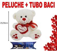 PELUCHE+TUBO BACI PERUGINA SAN VALENTINO IDEA REGALO CUORE TI AMO ORSETTO