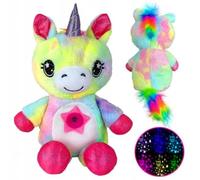Peluche unicorno con proiettore a stelle a LED e melodie - Mascotte per dormire luminoso per bambini, luce notturna con ninne nanne, peluche calmante 3 in 1, 25 cm