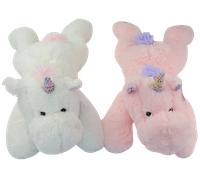 Peluche unicorno sdraiato 62 cm - rosa o bianco